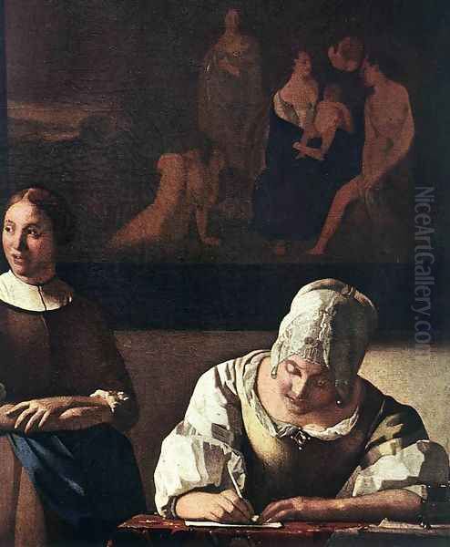 Lady Writing a Letter with Her Maid (detail-1) c. 1670 - view 1