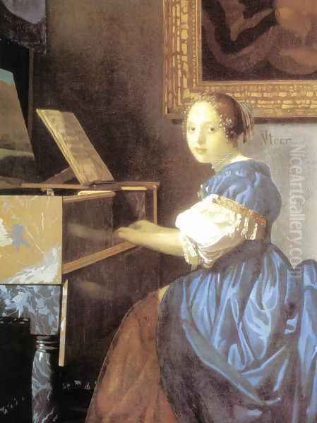 Lady Seated at a Virginal (detail) c. 1673 - view 1
