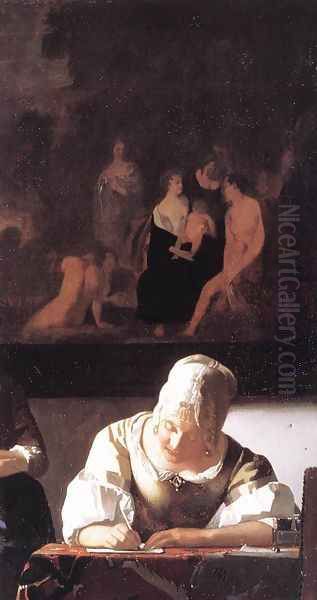 Lady Writing a Letter with Her Maid (detail-3) c. 1670 - view 1