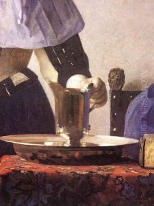 Young Woman with a Water Jug (detail-1) 1660-62 by Jan Vermeer Van Delft
