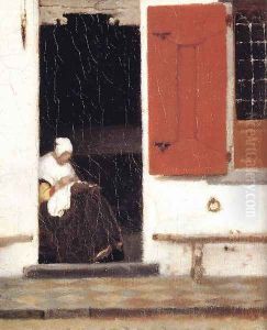 The Little Street (detail-4) 1657-58 by Jan Vermeer Van Delft