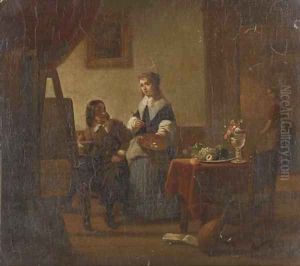 In the artist's studio by Jan Vermeer Van Delft