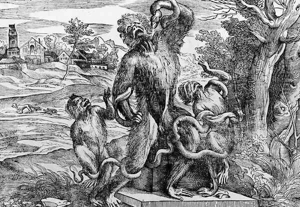 Caricature of the Laocöon-group - view 1