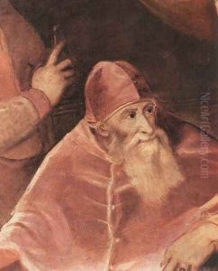 Pope Paul III with his Grandsons Alessandro and Ottavio Farnese (detail) 1546 by Tiziano Vecellio (Titian)