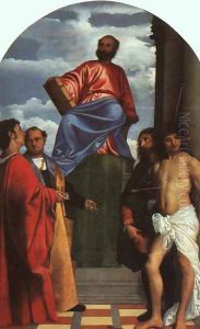 St. Mark Enthroned with Saints 1510 by Tiziano Vecellio (Titian)