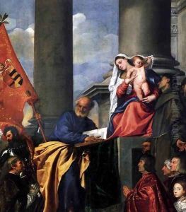 Madonna with Saints and Members of the Pesaro Family (detail)