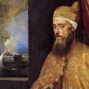 Portrait of the Doge Francesco Venier (detail) 2 by Tiziano Vecellio (Titian)