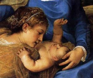 Madonna and Child with Saints (detail) 2 by Tiziano Vecellio (Titian)