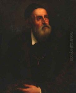 Portrait of the Artist, half-length in a black coat by Tiziano Vecellio (Titian)