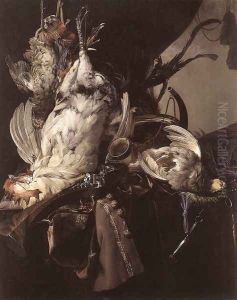 Still Life Of Dead Birds And Hunting Weapons 1660 by Willem Van Aelst