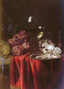 A Still Life of Grapes, a Roemer, a Silver Ewer and a Plate by Willem Van Aelst
