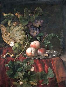 Grapes in a basket by Willem Van Aelst