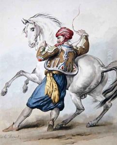 A Persian tries to overcome a French Horse by Carle Vernet