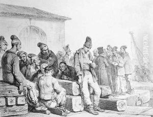 The Convicts, engraved by Francois Seraphin Delpech 1778-1825, first half 19th century by Carle Vernet