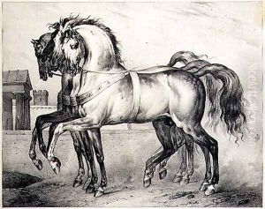 The horses ridden by Louis Philippe, the Duke of Orleans at the Battle of Valmy, engraved by Victor Adam 1801-66 c.1834-38