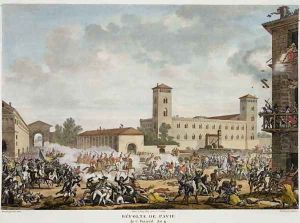 The Revolt of Pavia, 7 Prairial, Year 4 May 1796 engraved by Jacques Joseph Coiny 1761-1809