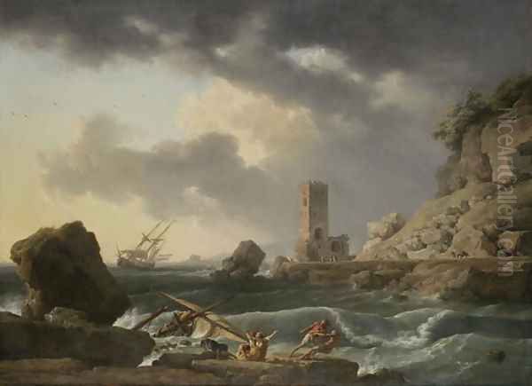 Rocky Coastal Landscape with Shipwreck, 1746 - view 1
