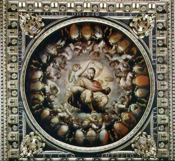 Apotheosis of Cosimo I de' Medici (1519-74) from the ceiling of the Salone dei Cinquecento, 1565 - view 1