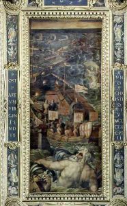 A naval battle between Florence and Pisa from the ceiling of the Salone dei Cinquecento, 1565 by Giorgio Vasari