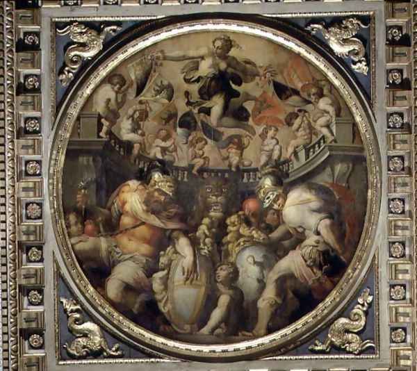 Allegory of the districts of Santa Croce and Santo Spirito from the ceiling of the Salone dei Cinquecento, 1565 - view 1
