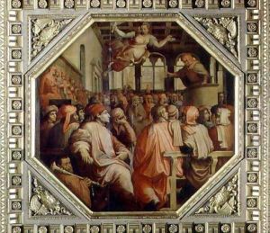 Prayer of Antonio Giacomini for the war with Pisa from the ceiling of the Salone dei Cinquecento, 1565 by Giorgio Vasari