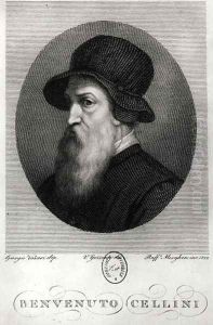 Portrait of Benvenuto Cellini (1500-71) engraved by Rafaello Morghen (1758-1833) 1822 by Giorgio Vasari
