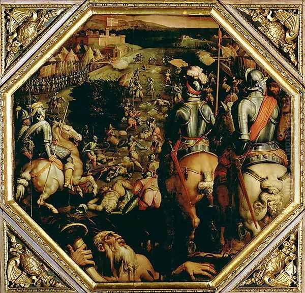 The Battle of Marciano in 1553, from the ceiling of the Salone dei Cinquecento, 1565 by Giorgio Vasari