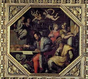 Cosimo I de' Medici (1519-74) planning the conquest of Siena in 1555, from the ceiling of the Salone dei Cinquecento, 1565 by Giorgio Vasari