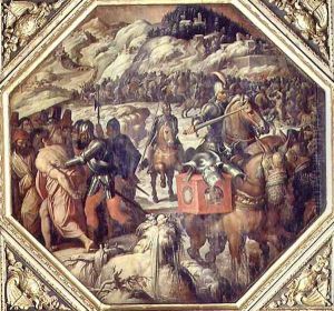 The Defeat of the Venetians in the Casentino from the ceiling of the Salone dei Cinquecento, 1565