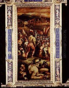 The Capture of Vicopisano from the ceiling of the Salone dei Cinquecento, 1565 by Giorgio Vasari