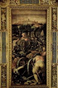 The Capture of Monteriggioni from the ceiling of the Salone dei Cinquecento, 1565