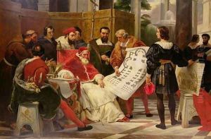 Pope Julius II ordering Bramante, Michelangelo and Raphael to construct the Vatican and St. Peters, 1827 by Horace Vernet