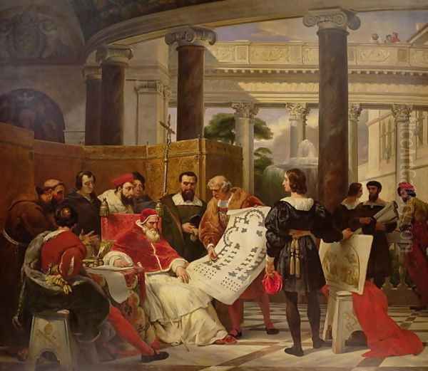 Pope Julius II ordering Bramante, Michelangelo and Raphael to construct the Vatican and St. Peters, 1827 2 - view 1
