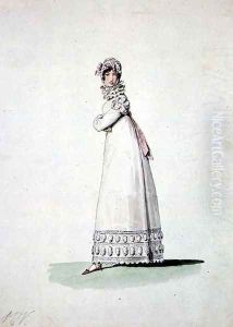 Elegant woman in an outdoor dress, illustration from Incroyables et Merveilleuses by Horace Vernet