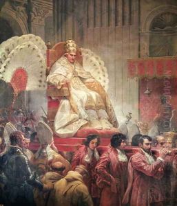 Pope Pius VIII 1761-1830 in St. Peters on the Sedia Gestatoria, 1829 Pope Pius VIII 1761-1830 in St. Peters on the Sedia Gestatoria, 1829