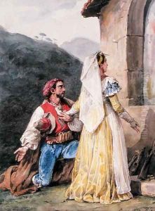 Italian peasants before a shrine, 1829