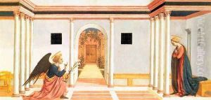 Annunciation (predella 3) c. 1445 by Domenico Veneziano