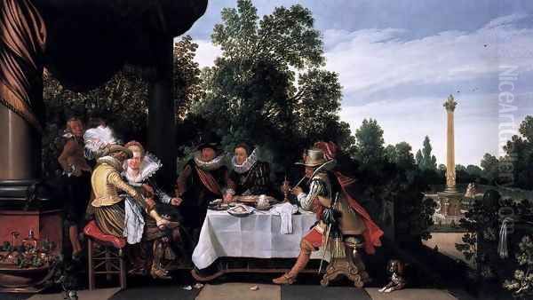 Merry Company Banqueting on a Terrace - view 1