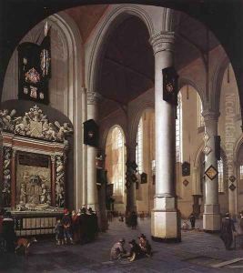 Interior of the Oude Kerk, Delft, with the Tomb of Admiral Tromp by Hendrick Van Vliet