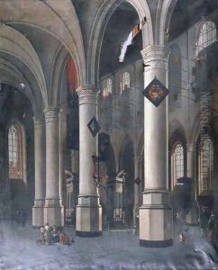 The interior of the New Church in Delft with the Tomb of William the Silent