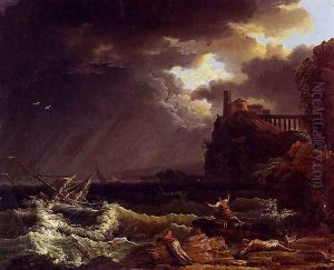A Shipwreck In A Stormy Sea By The Coast by Claude-joseph Vernet