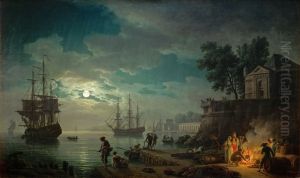 Night A Port in the Moonlight, 1748 by Claude-joseph Vernet