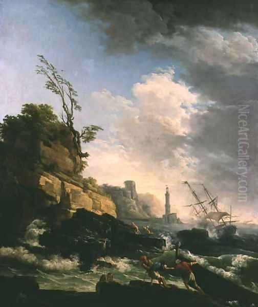 Storm on a Rocky Coast with shipwreck - view 1