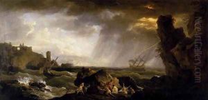 Seascape- Tempest 1735-40 by Claude-joseph Vernet