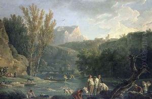River Scene with Bathers by Claude-joseph Vernet