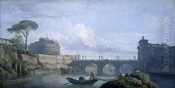 View of the Bridge and Chateau of St. Angelo, Rome, c.1748 - view 1