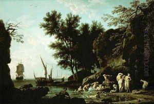 Nymphs bathing in the morning by Claude-joseph Vernet