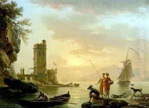 A Fishing Scene by Claude-joseph Vernet