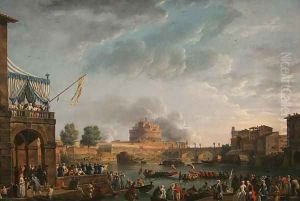 A Sporting Contest on the Tiber at Rome by Claude-joseph Vernet