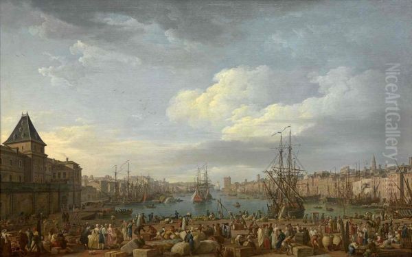Morning View of the Inner Port of Marseille and the Pavilion of the Horloge du Parc, 1754 2 - view 1